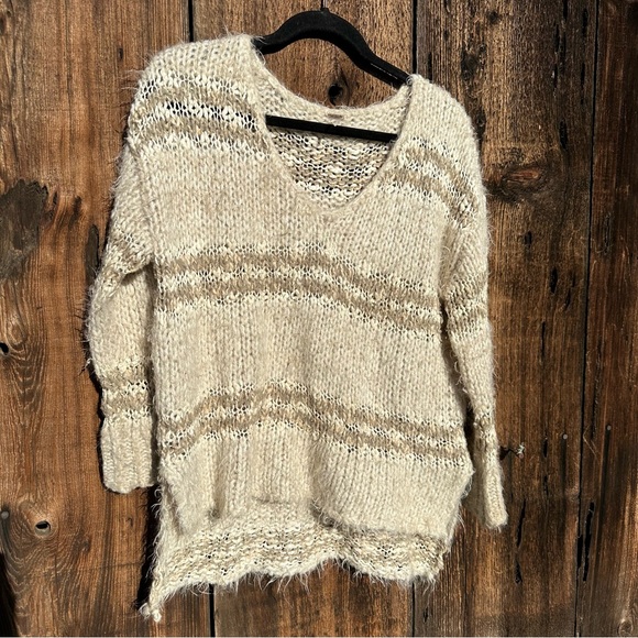 Free People Tan Cream Knit Sweater - Picture 2 of 8